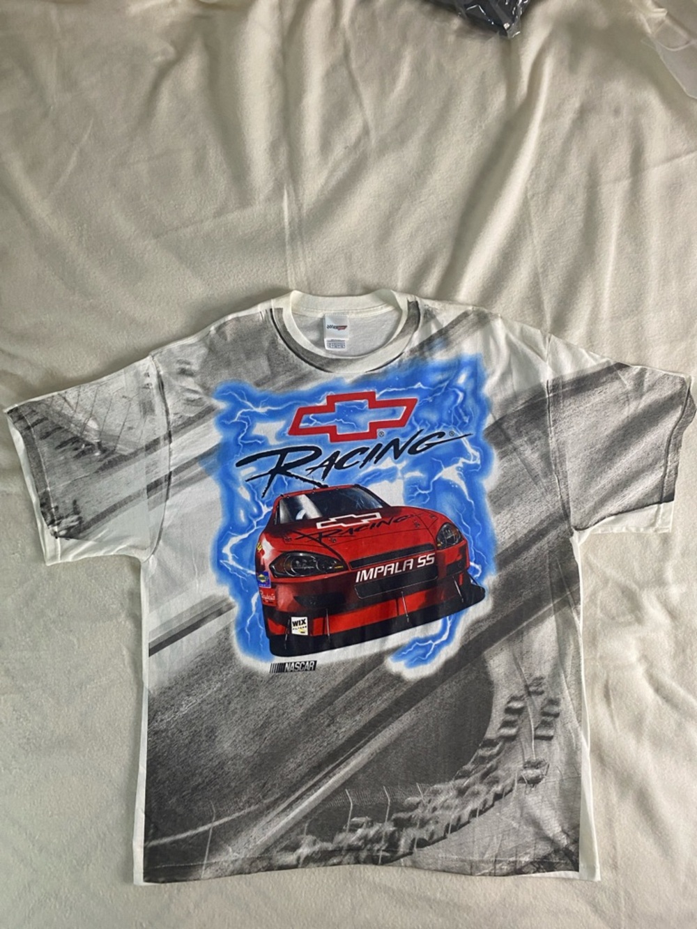 Checkered Flag Nascar Chevy Impala Bold Double Sided Graphic T Shirt Size XL